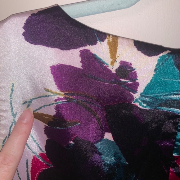 T Tahari Floral Sheath Dress Black Purple White Sleeveless 12 - Picture 6 of 10